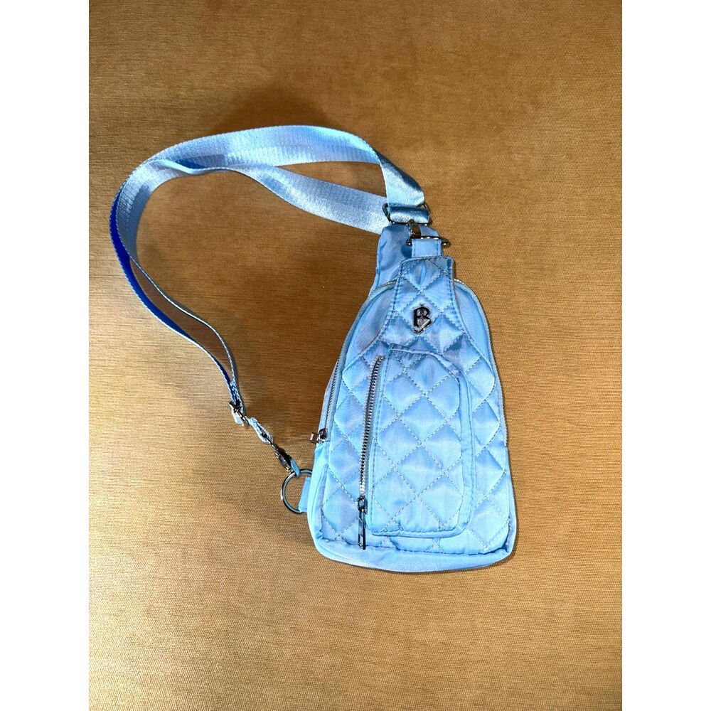 Light Blue Julia Buxton Crossbody fabric bag, new